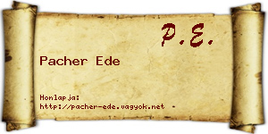 Pacher Ede névjegykártya